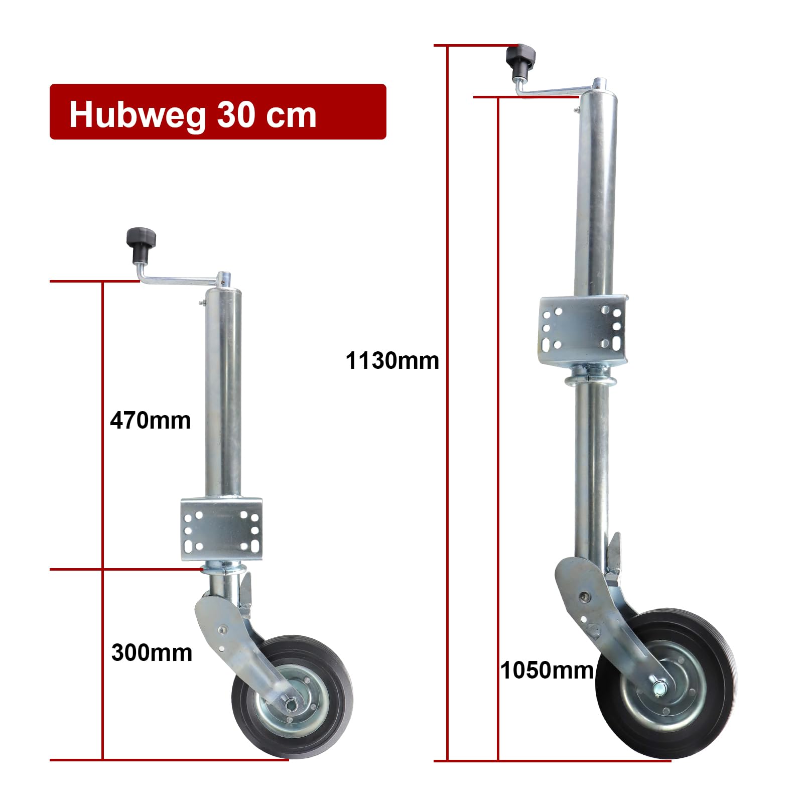 400kg 60mm Anhänger Automatisch faltbares Stützrad Stabilisierendes Bugrad Geeignet für Anhänger, Wohnwagen, Zugfahrzeug