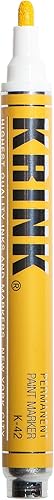 Krink K-42 - Rotulador de pintura amarilla  Rotulador vibrante y opaco para cualquier superficie  Marcador permanente con pintura a base de alcohol