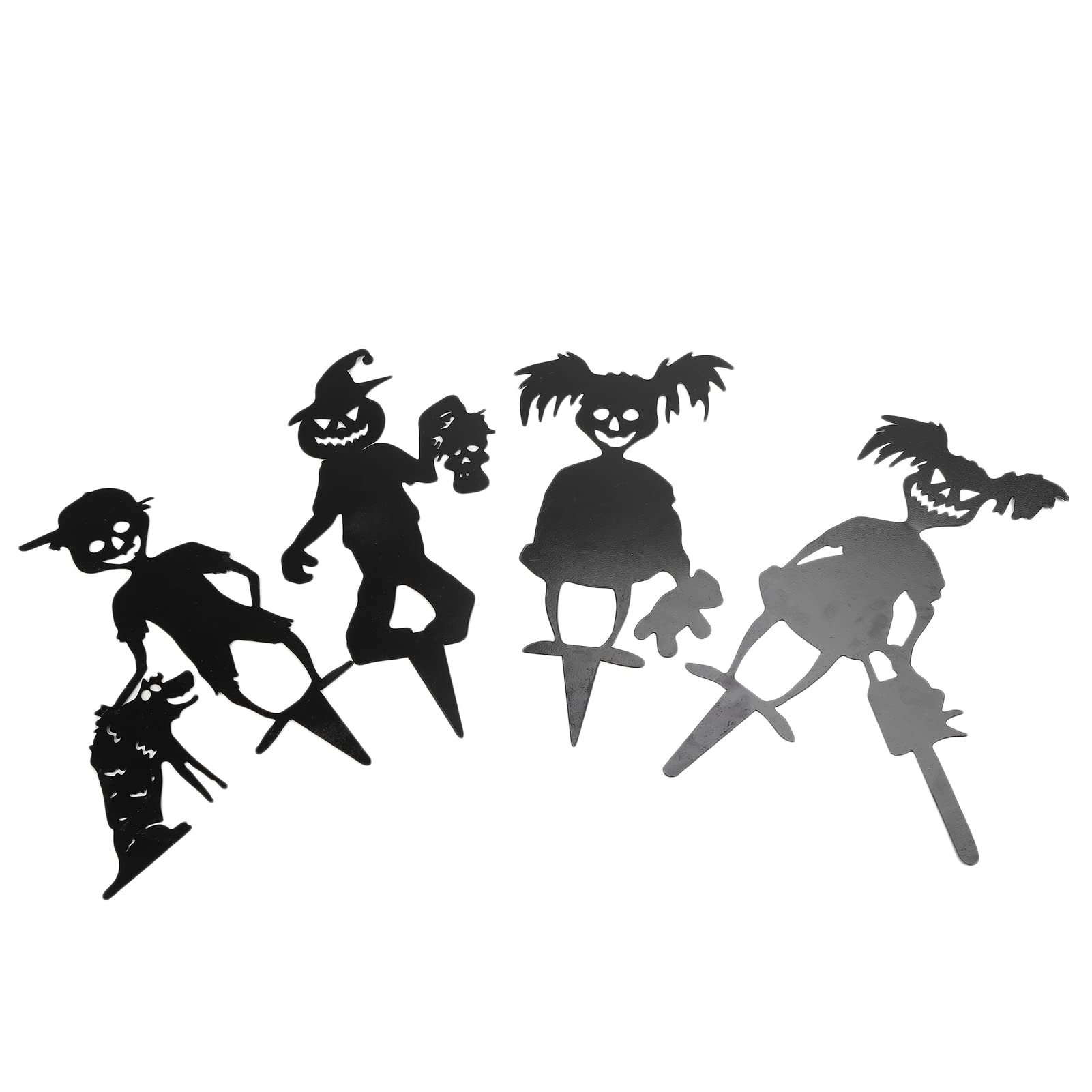 Décoration de jardin d'Halloween : lot de 4 statues de zombies mignons pour pelouse et cour extérieures
