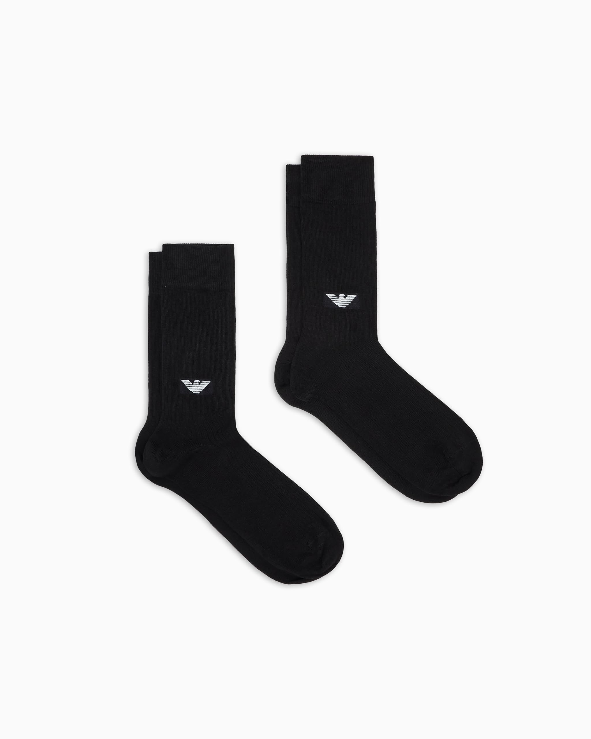 Emporio Armani MAN'S EAGLE RIB 2-PACK SOCKS SHORT BLACK TU