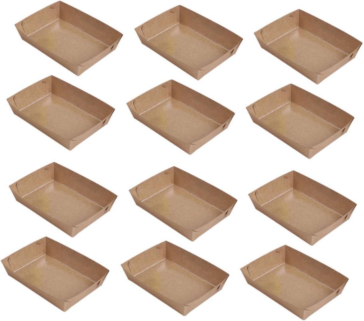 NUOBESTY 100 Pack Kraft Paper Takeout Containers Oil-proof Snack Boxes for French Fries Fried Chicken Disposable Food Packaging Boxes for Restaurant Catering