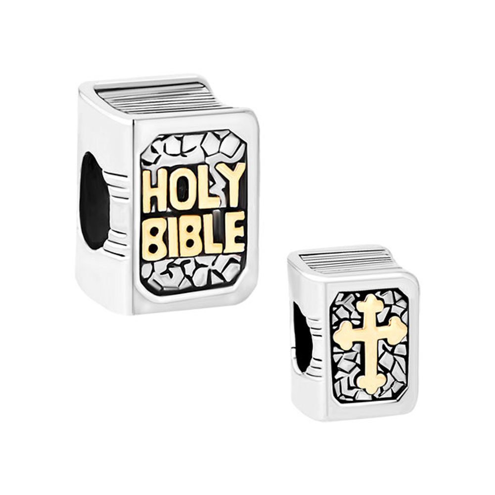 Third Time Charm Holy Bible Charm Golden Cross Beads for Charms Bracelets