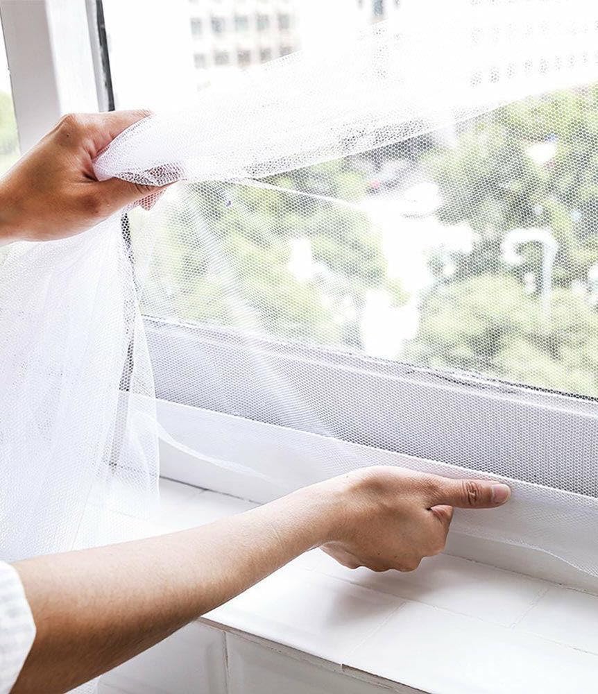 Fixte White Window Insect Screen Quick Release Diy Hook And Loop Bug Bee Fly Wasp Mosquito Mesh Netting 130Cm X 150Cm Cut To Size