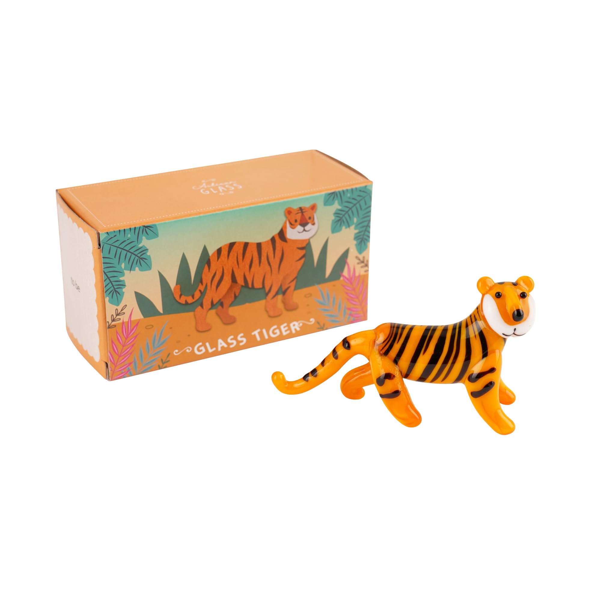 Cgb Giftware Orange | Artisan Glass Tiger In Gift Box | Decoration | Ornament | Collectable | Home Decor