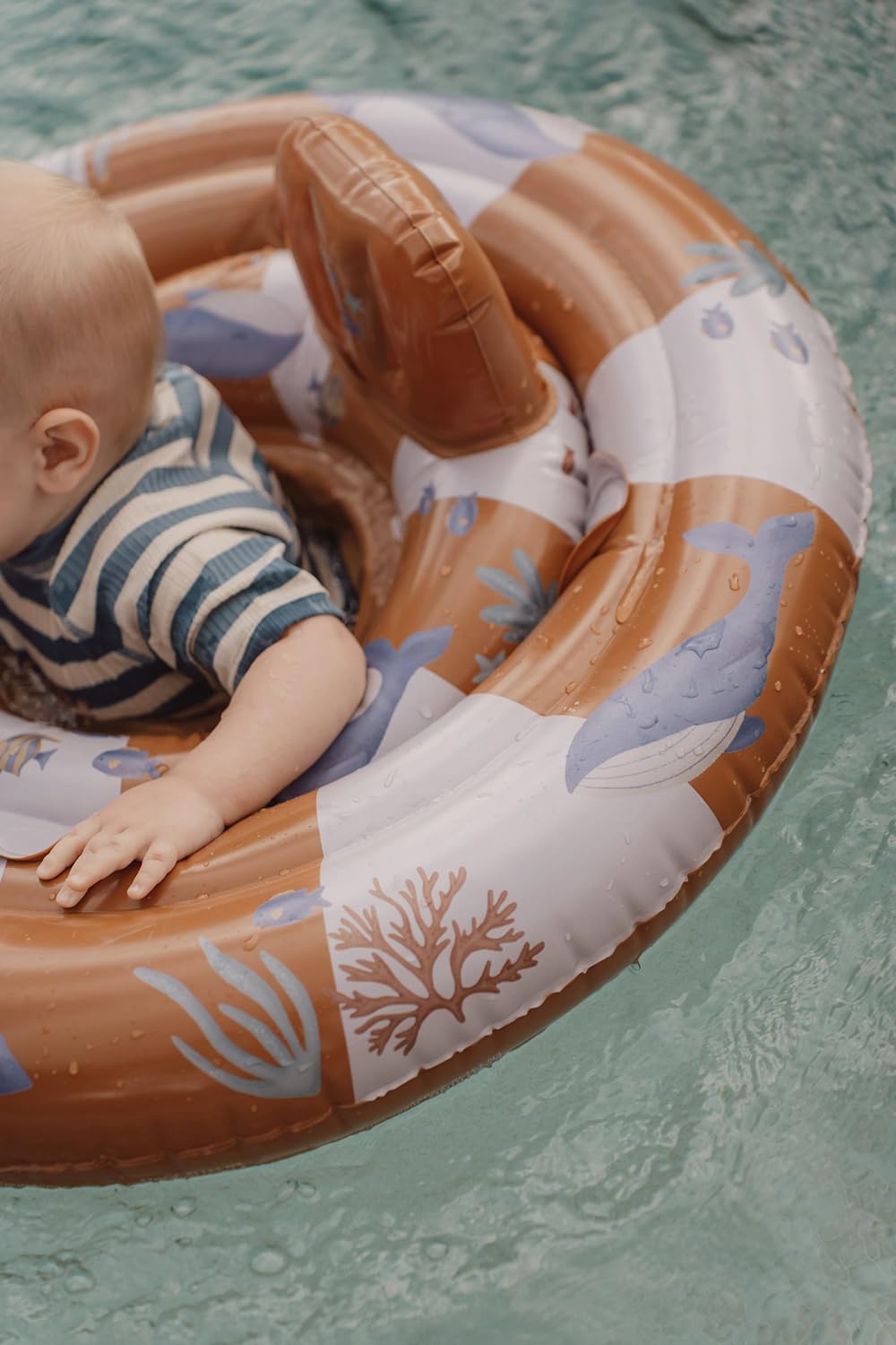 Little Dutch Seggiolino da nuoto per bambini, con anello di galleggiamento, gonfiabile, per ragazzi a partire dai 6 mesi, Ocean World arancione