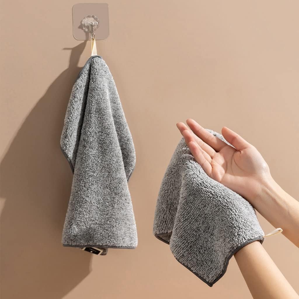 3Pcs Charcoal Dishcloth Microfiber Kitchen Towel Thickened Non-Stick Oil Wiping Rag Home Cleaning Dishcloth