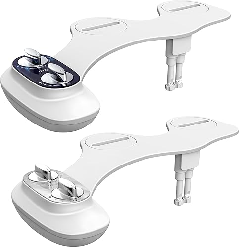 Veken Accesorio de bidé para inodoro (blanco) + accesorio de bidé Veken (nuevo en forma de T) (azul), bidés autolimpiantes de agua fría dulce para