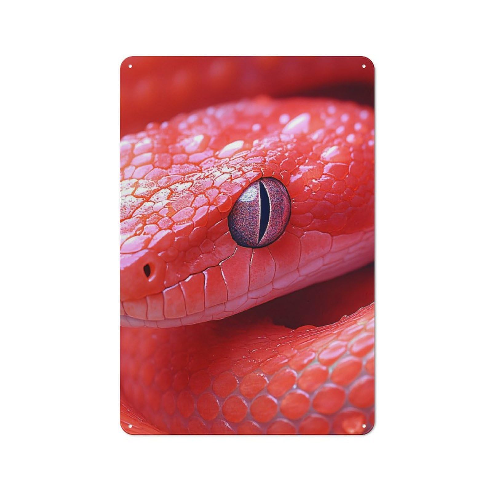 For Living Room Or Hallway, Close-up of A Red Snake Retro Metal Plaque 30x20cm, for A Newly Furnished Living Room And Hallway