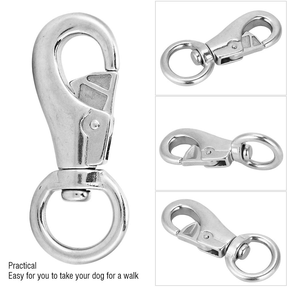 Mousqueton Pivotant En Acier Inoxydable 316 - Longueur 98 Mm - Pour Plongée, Laisse Chien, Camping - Résistant à L'Eau De Mer, Rotation 360° - 2