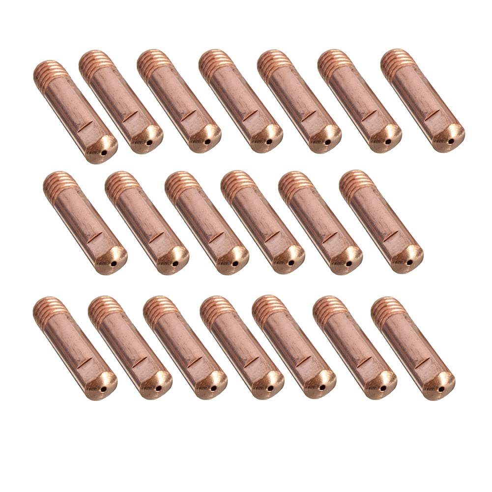 20Pcs M6x24mm MIG Welding Tips - Durable Copper Nozzles for 24KD MIG/MAG Torches, 0.8mm, 1mm, 1.2mm Calibers(M6x24mmx1mm)