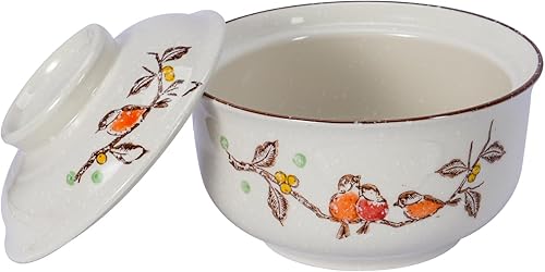 Tazón de Ramen Retro de Cerámica de 6.5 Pulgadas con Tapa, Vajilla Personalizada Estilo Japonés para Fideos, Arroz, Papilla, Sopa, Fruta y Ensalada