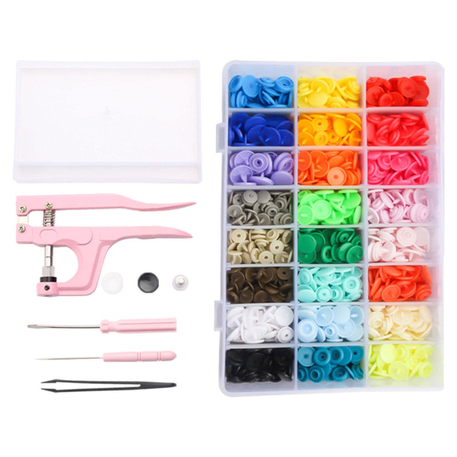 Botones 360 Juegos de Broches de Resina Kit de Punzón Artesanía Ropa Manualidades Botones Juego Alicates de Presión Manual con Herramientas Adecuado P