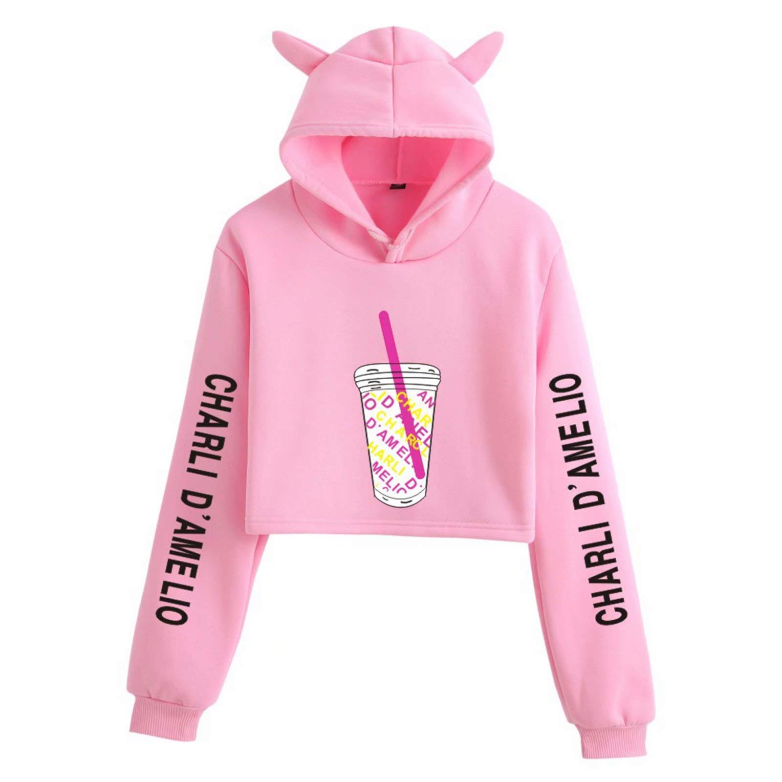 Crop Hoodie Charli Damelio Merch Iced Coffee Hoodie Oversized