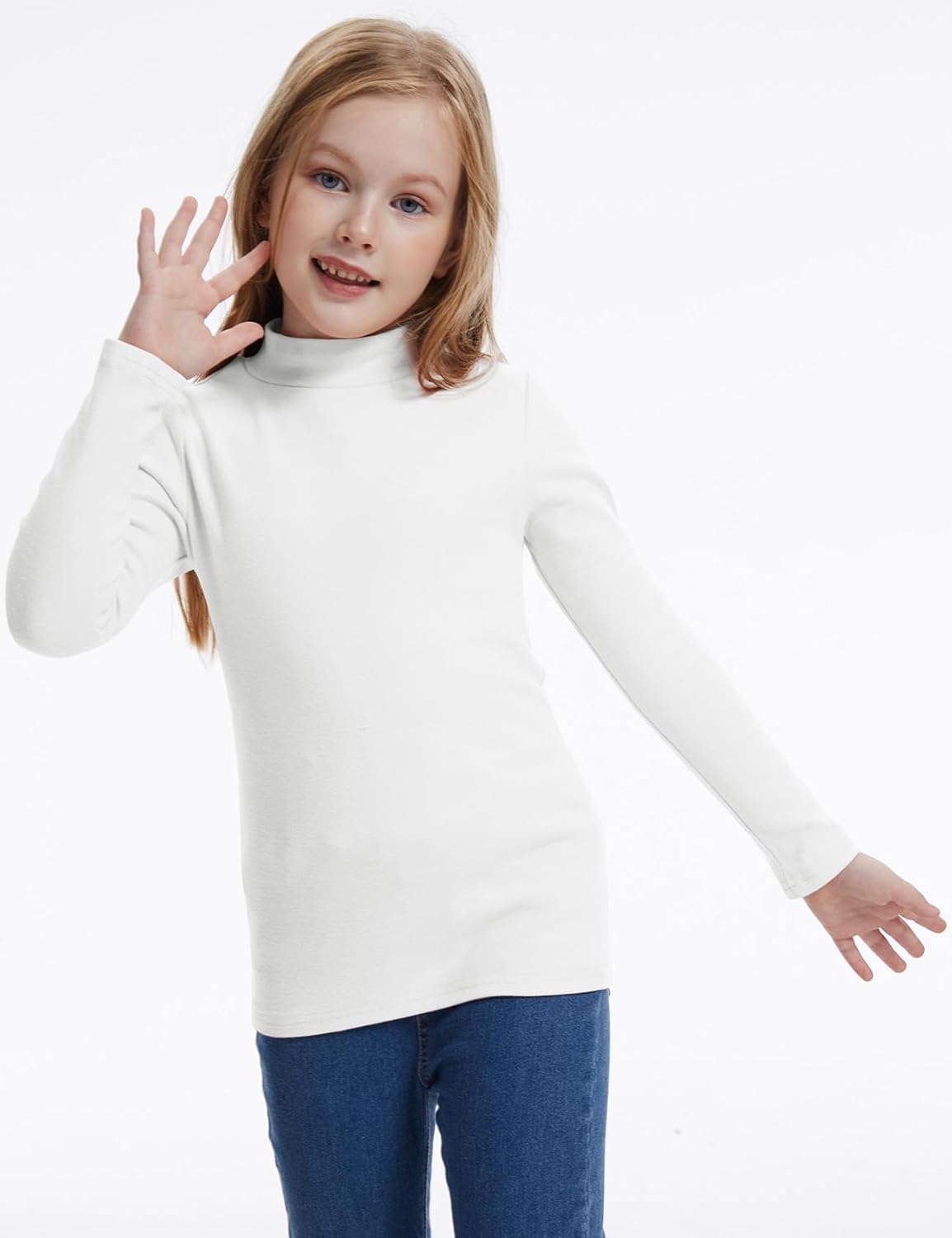 3 Pack Boys Girls Turtleneck Long Sleeve Shirts Kids Unisex Slim Fit Base Layer Children Solid Color Top Tee (5-8Years) - Image 3