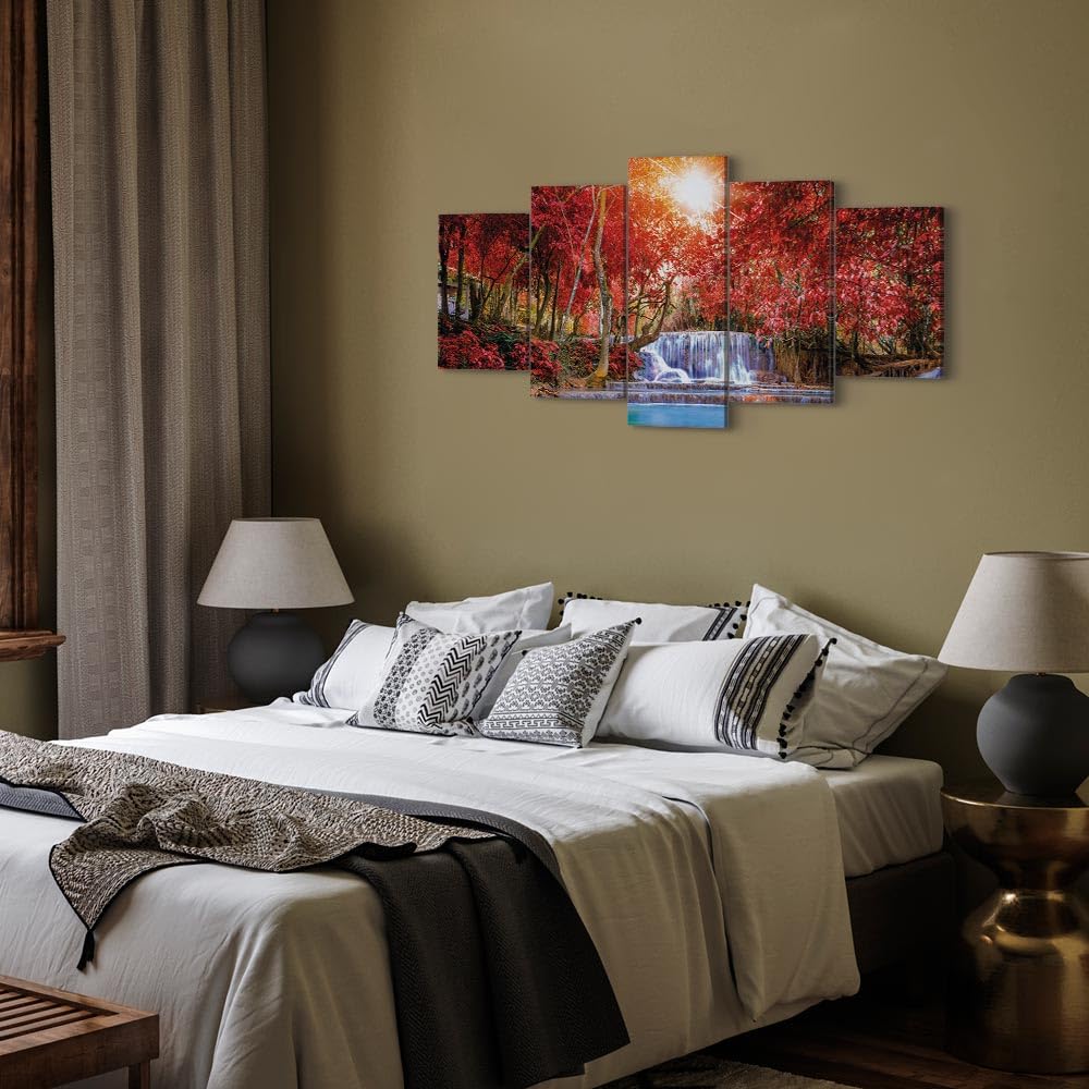 B&D XXL - Quadro Foresta Verde 200x100 cm 5 Pezzi - Stampa su