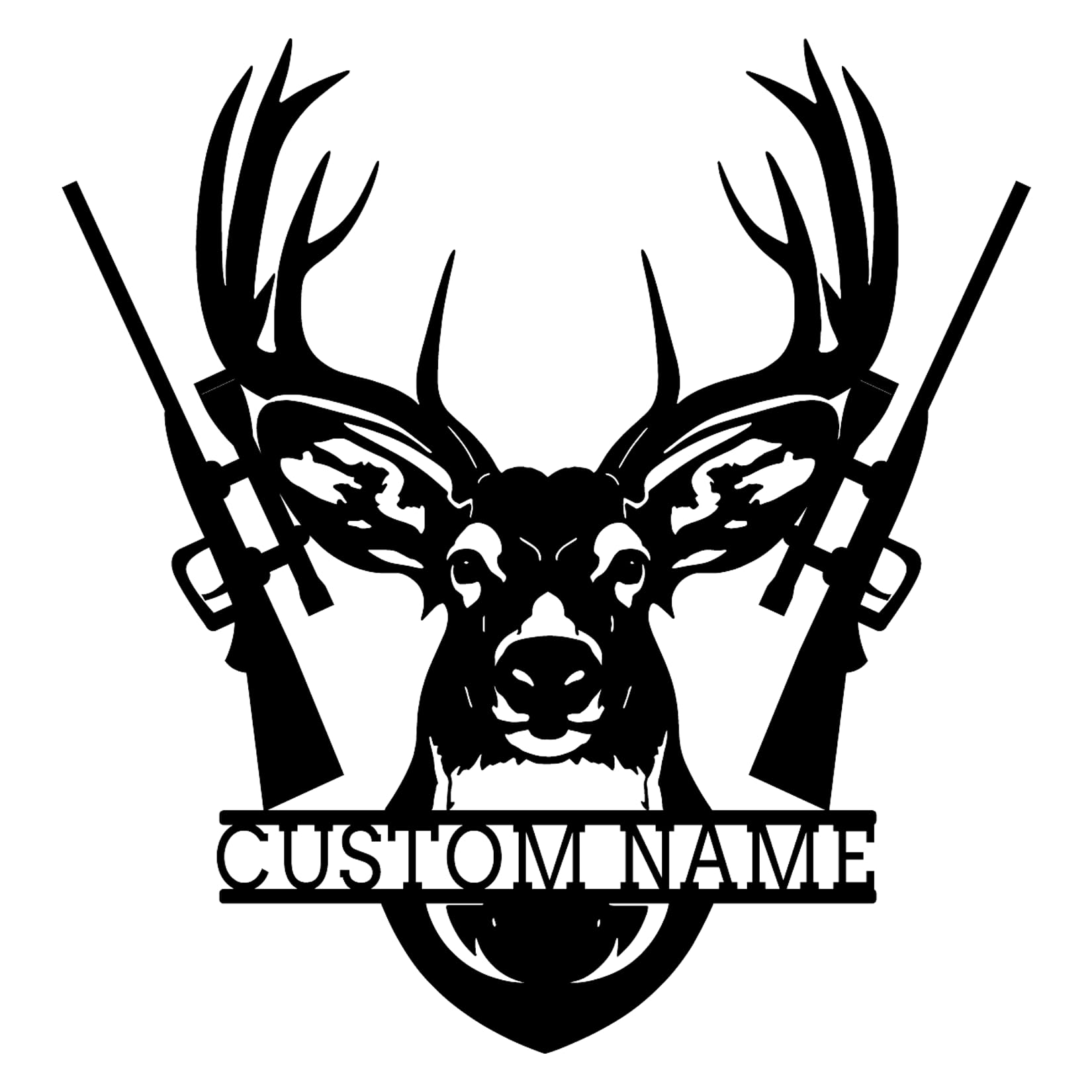 Personalized Deer Head and Gun Wall Art,Custom Signs Outdoor Metal,Customized Deer Hunter Family Wall Decor,Monogram Signs for Living Room,Metal Wall Decor,Housewarming Gifts