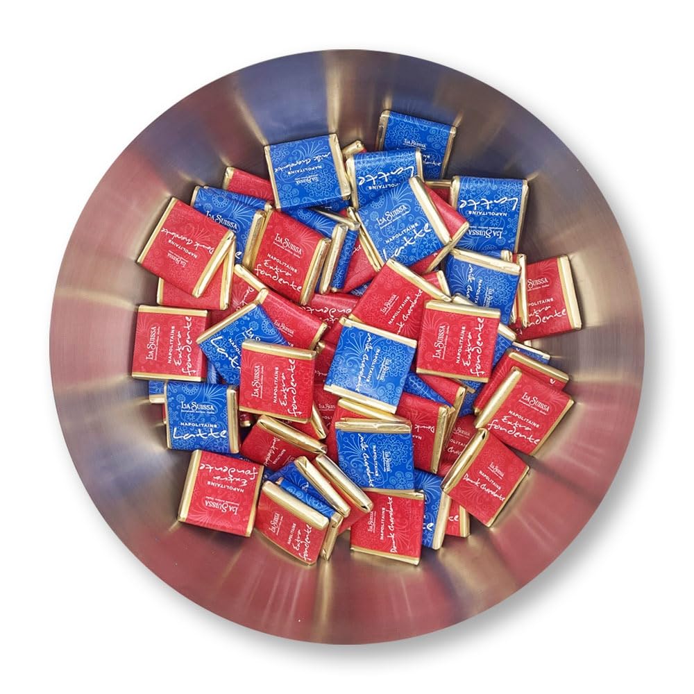 La Suissa 180 Cioccolatini di cortesia Napolitains - Confezione da 1 kg - Assortimento di cioccolato Fondente extra 52%, al Latte. Senza glutine