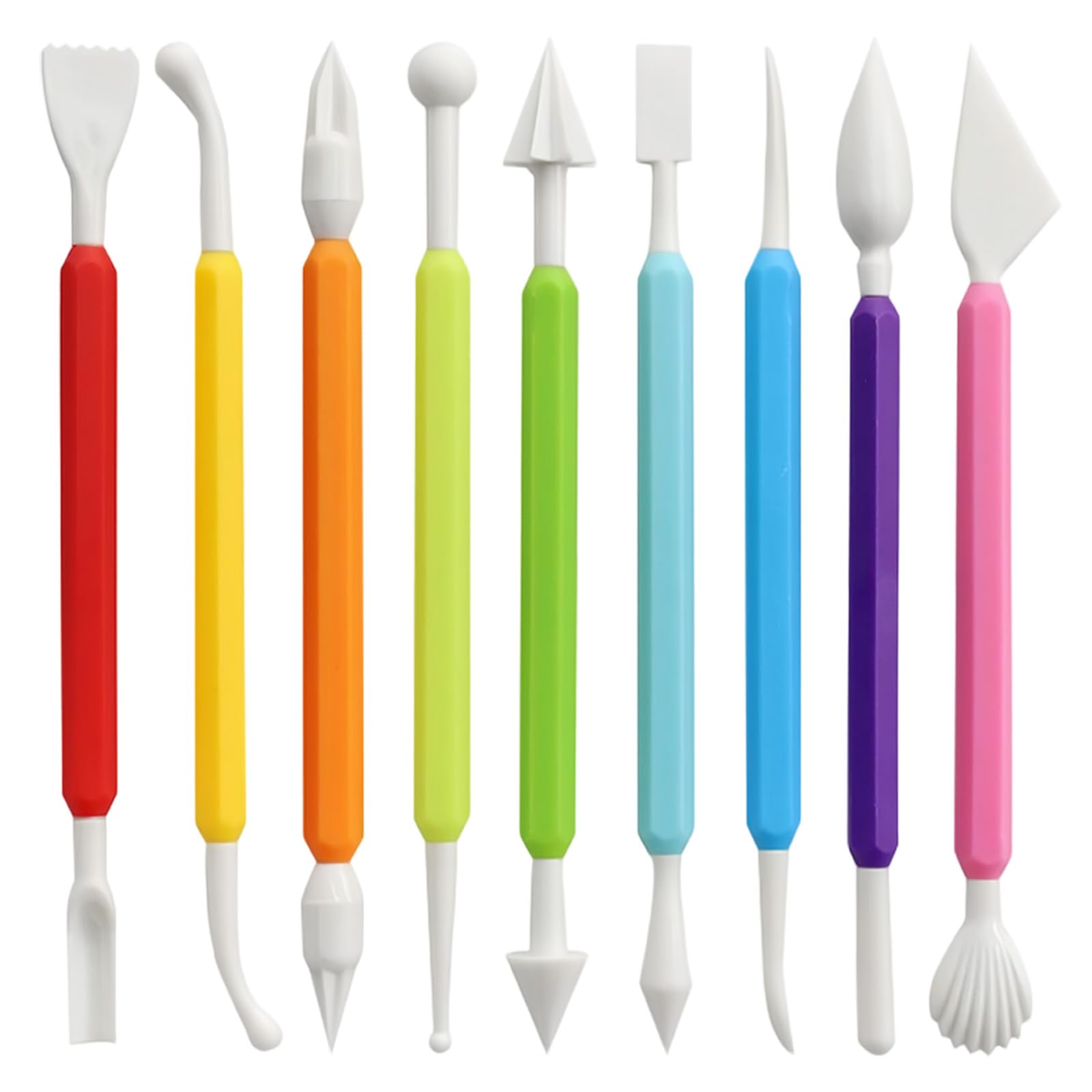 Bogclee 9 Pcs Clay Tools, Plastic Clay Sculpting Tool Set, Plastic Polymer Clays Tools, Double Head, Modelling Pottery Carving Kit For Styling, Engraving, Embossing, Artwork Crafts