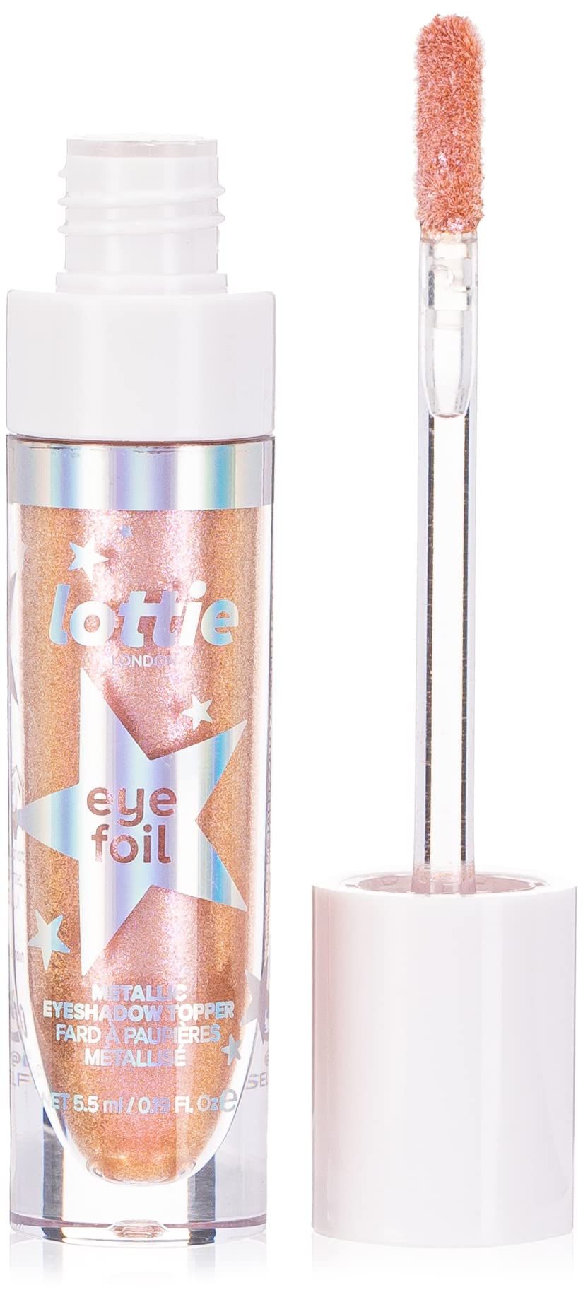 Lottie LondonEye Foil in Shady, Iridescent shimmer liquid eyeshadow topper, use alone or apply over eyeshadow for a chrome finish
