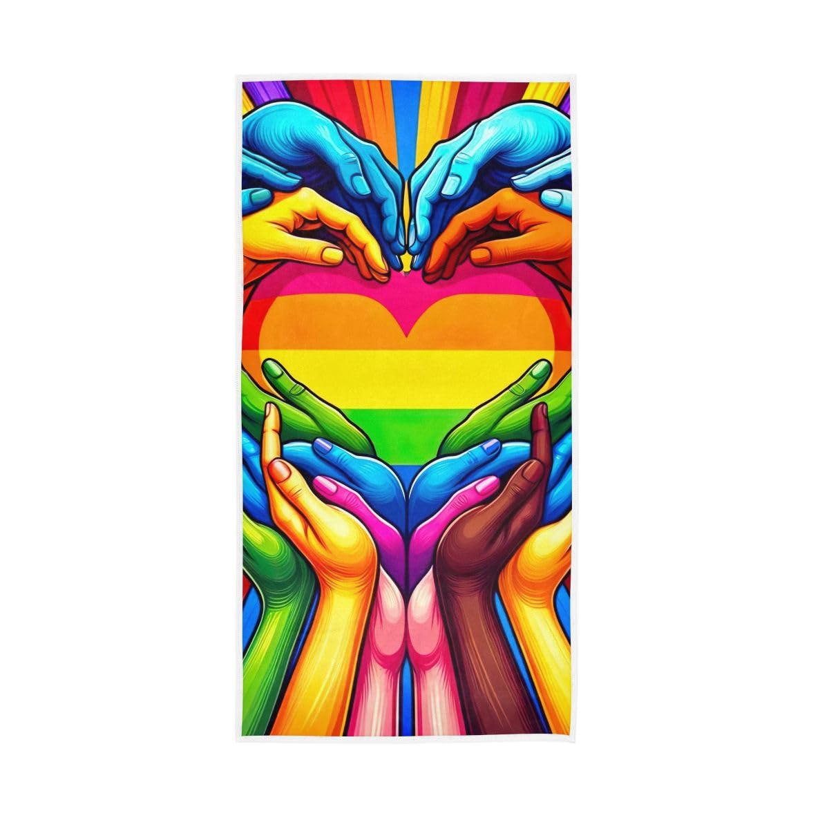 LSRCPD Hands Make LGBT Pride Heart Hand Towels, Face Towels for Bathroom 15 x 30 Inches, Absorbent Towels