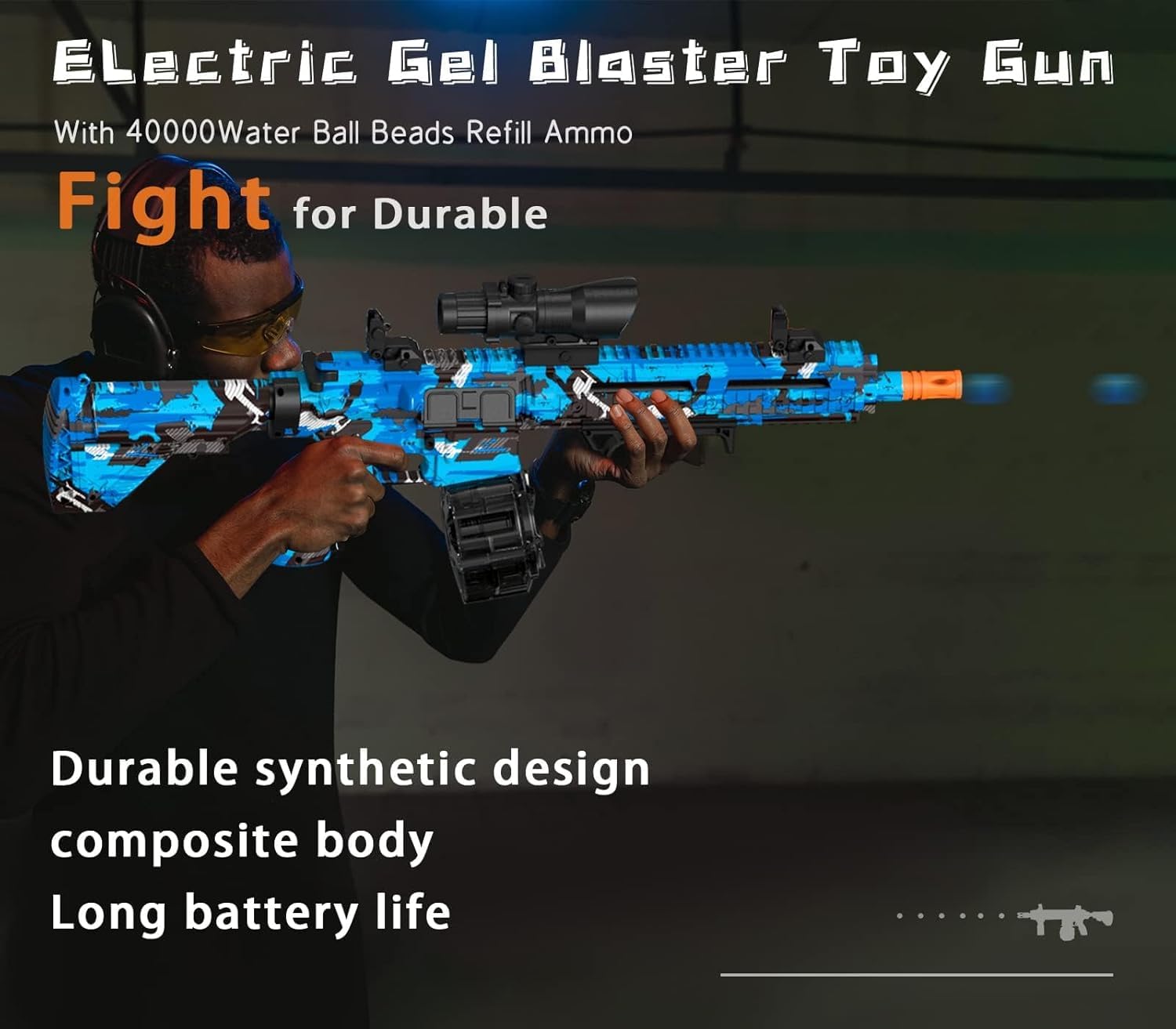 Electric Gel Ball Blaster, High Speed Automatic Splatter Ball Blaster with 40000+ and Goggles - Image 3