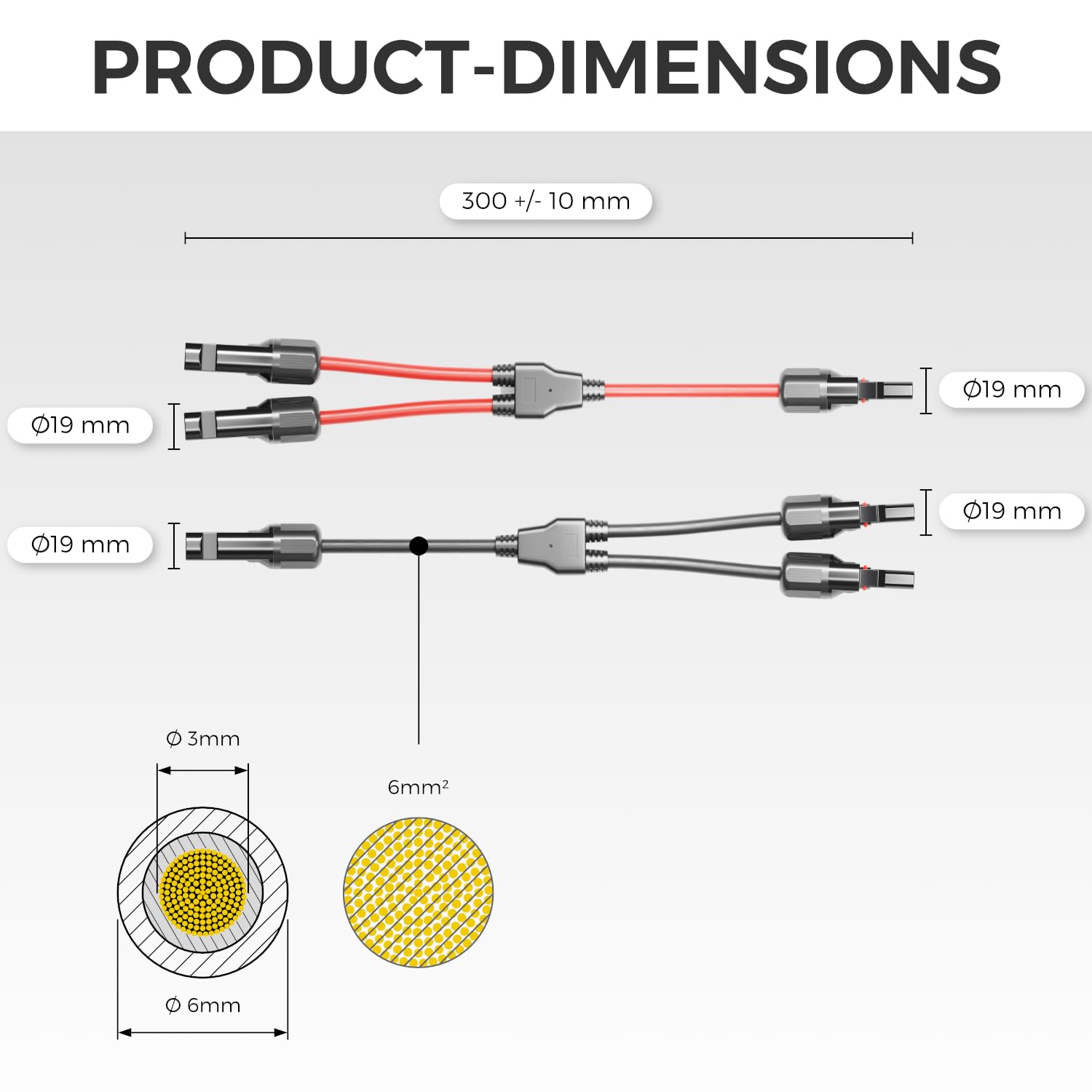 DeleyCON Câble Solaire En Y 4/1 Adaptateur 4mm² - Adaptateur Y Mâle PV4 / T-Adaptateur IP68 1500V - (M/FFFF, F/MMMM) - Pour Installation Solaire, Panel, Système PV, Photovoltaïque (60cm