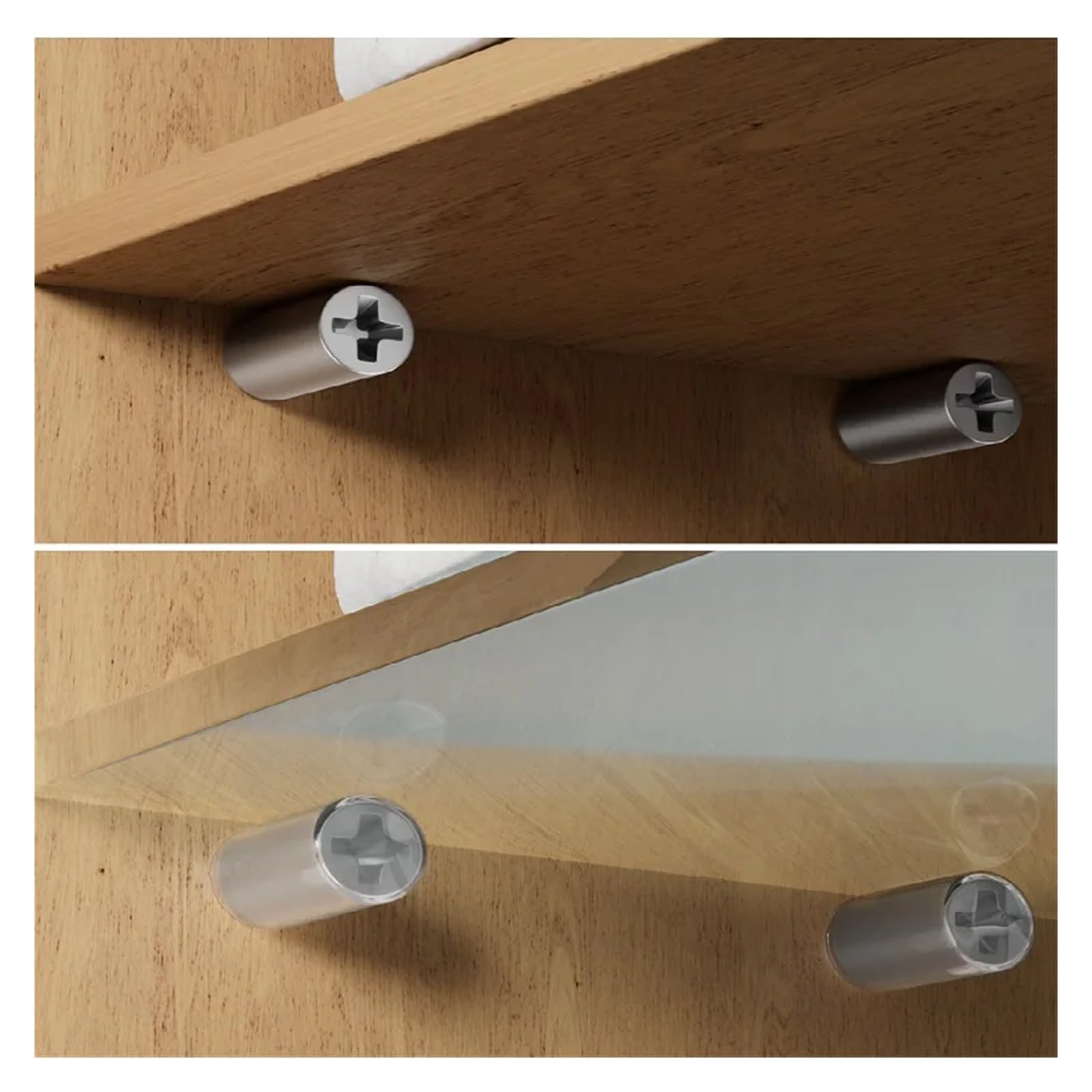 Perforadores de apoyo de estante Tornillo autorroscante cruzado con funda de goma for soporte de armario, clavo antideslizante for mampara de cristal.(Transparent,12ser)