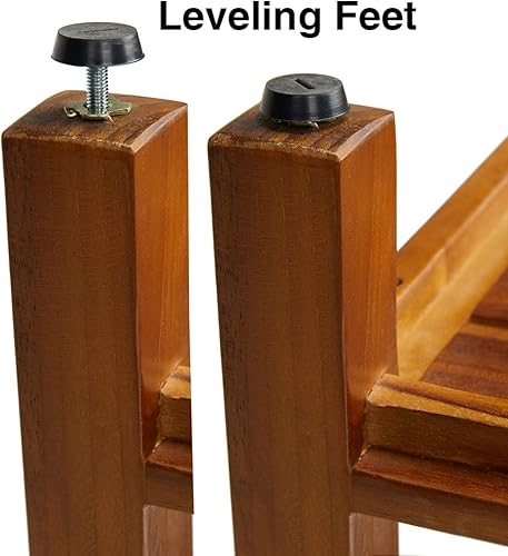 Miniatura 7 de TeakCraft Banco esquinero de teca con estante y cesta, totalmente montado, 16 pulgadas, The Loki