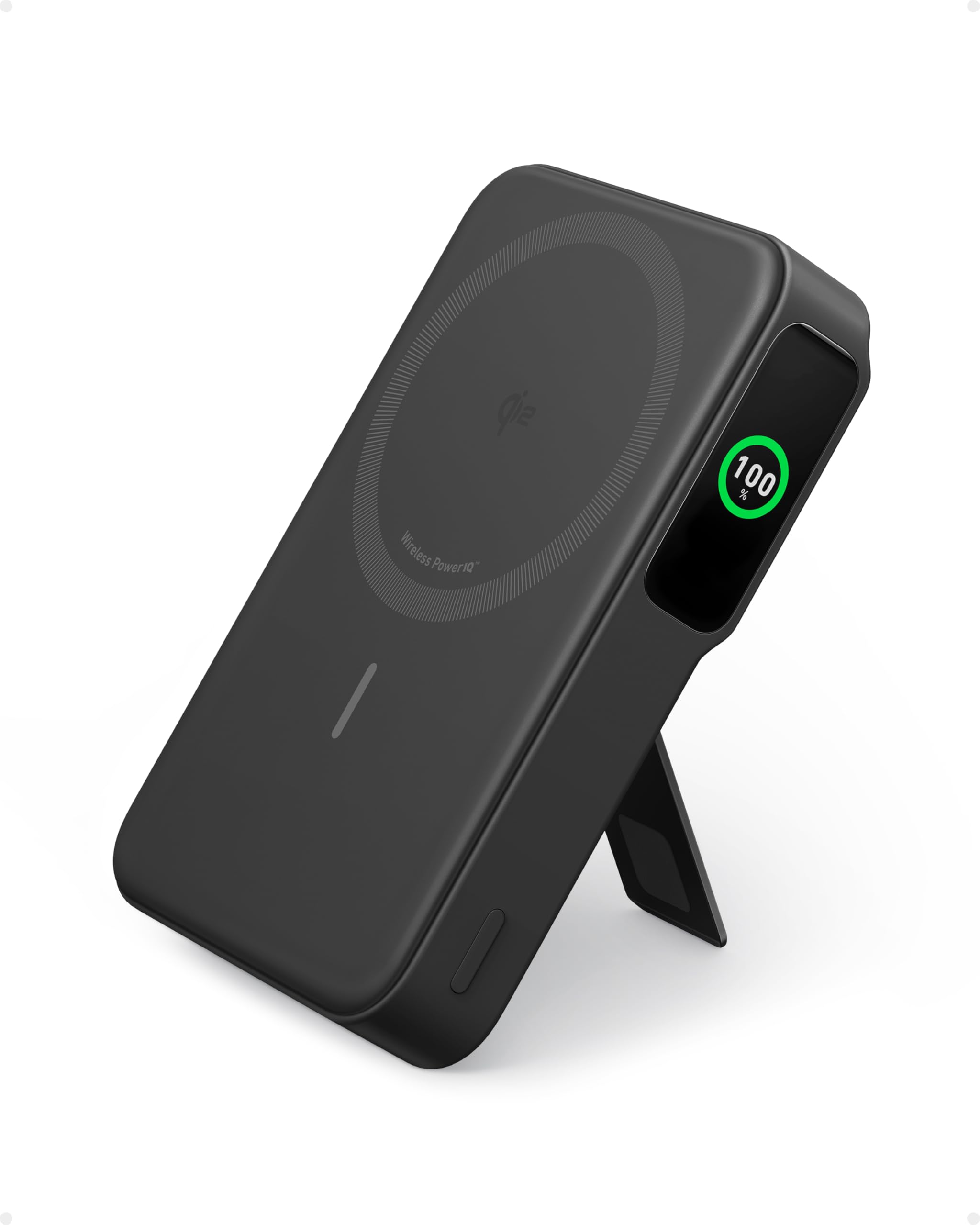 Anker MagGo Power Bank, Qi2-zertifiziertes 15W schnelles MagSafe-kompatibles mobiles Ladegerät, 10.000mAh Akku, Smartes Display & klappbarer Ständer, Für iPhone 17/16/15/14/13/12, Inkl. USB-C Kabel