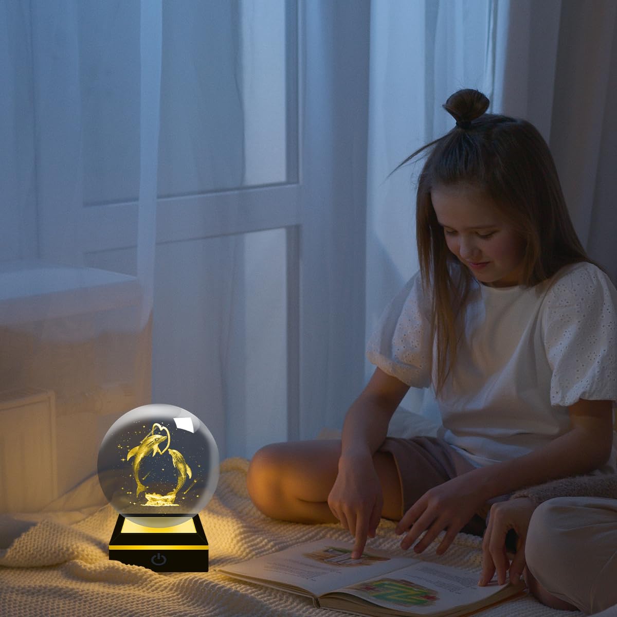 3D Delphinfigur Kristallkugel Mit Led Bunte Nachtlicht Basis Nachtlicht Für Kinder Planet Lampe Dekoratives Licht Dimmbar Nachtlicht Stimmungslicht Für Home Dekoration