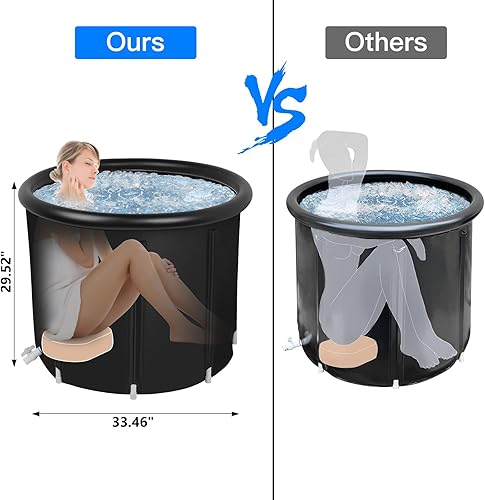 Miniatura 2 de uyoyous Bañera de hielo para atletas, gran capacidad, 115 galones, 433 litros, bañera portátil con tapa, bañera inflable para recuperación, interior