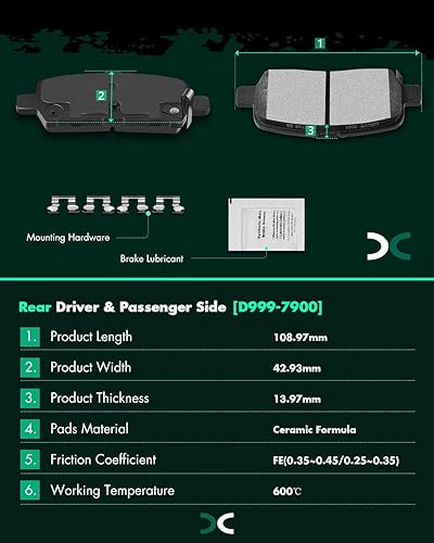 Miniatura 4 de SCITOO - Juego de pastillas de freno de cerámica, 8 pastillas de freno para Buick Allure, 2005-2009 para Buick LaCrosse, 2004-2008 para Pontiac