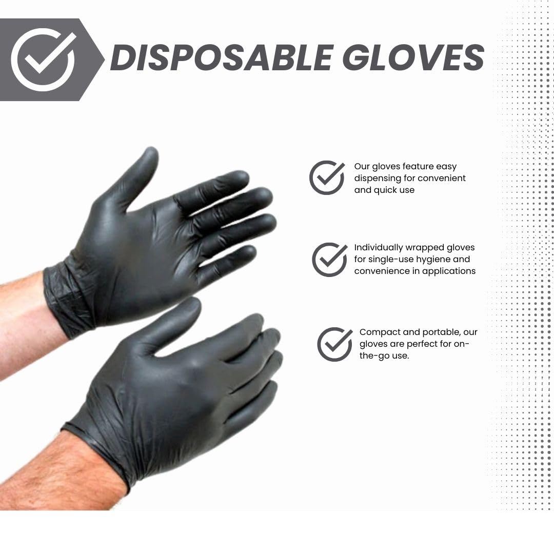 Shamrock industriale guanti da lavoro, in gomma nitrile, 5.5 mil – 6 mil, powder-free, Textured, non sterile, multiuso, senza lattice, anallergico, M, Black, 100