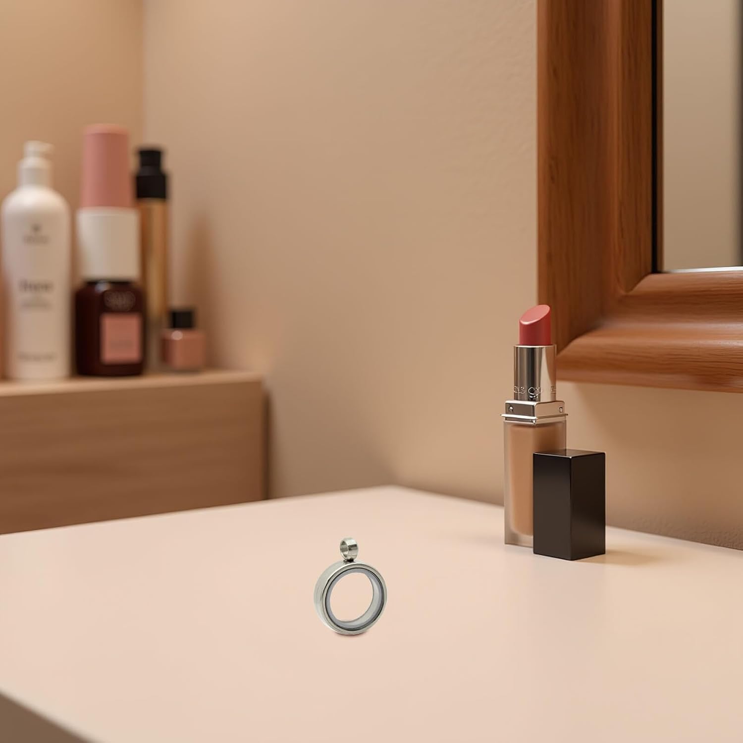 TEHAUX Stainless Steel Floating Locket Pendant Necklace Round Openable Photo Frame Memory Keepsake Jewelry for Women 0.78X0.78X0.39 Inch - Image 3