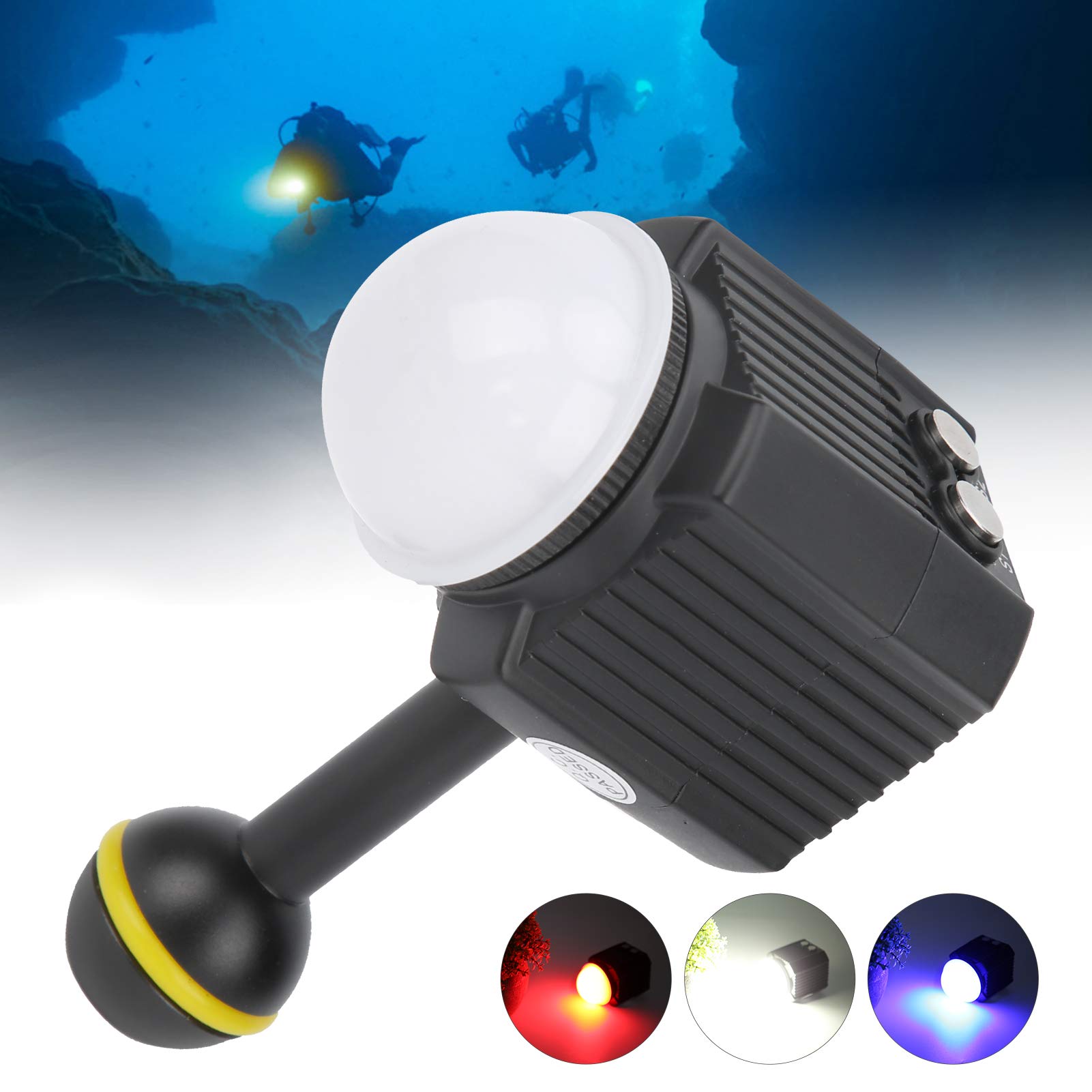 Tauchlicht 60M Unterwasserkamera LED-Videolicht Dimmbares Wasserdichtes LED-Videolicht Füllen Sie das Nachtlicht 7500K Tauchen Unterwasserfotografie Licht Licht Wasserdichtes