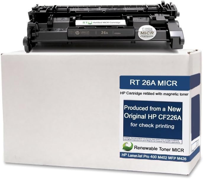 Renewable Toner Modified MICR Cartridge Replacement for HP 26A CF226A Laserjet Pro M402 MFP M426 (500 Page Yield)