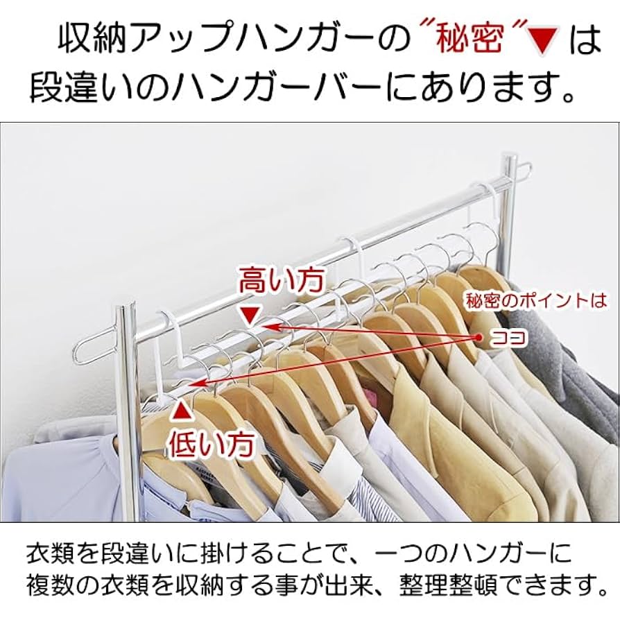 Amazon｜1.5倍収納 ハンガー 収納アップ ハンガー 2本組 幅50