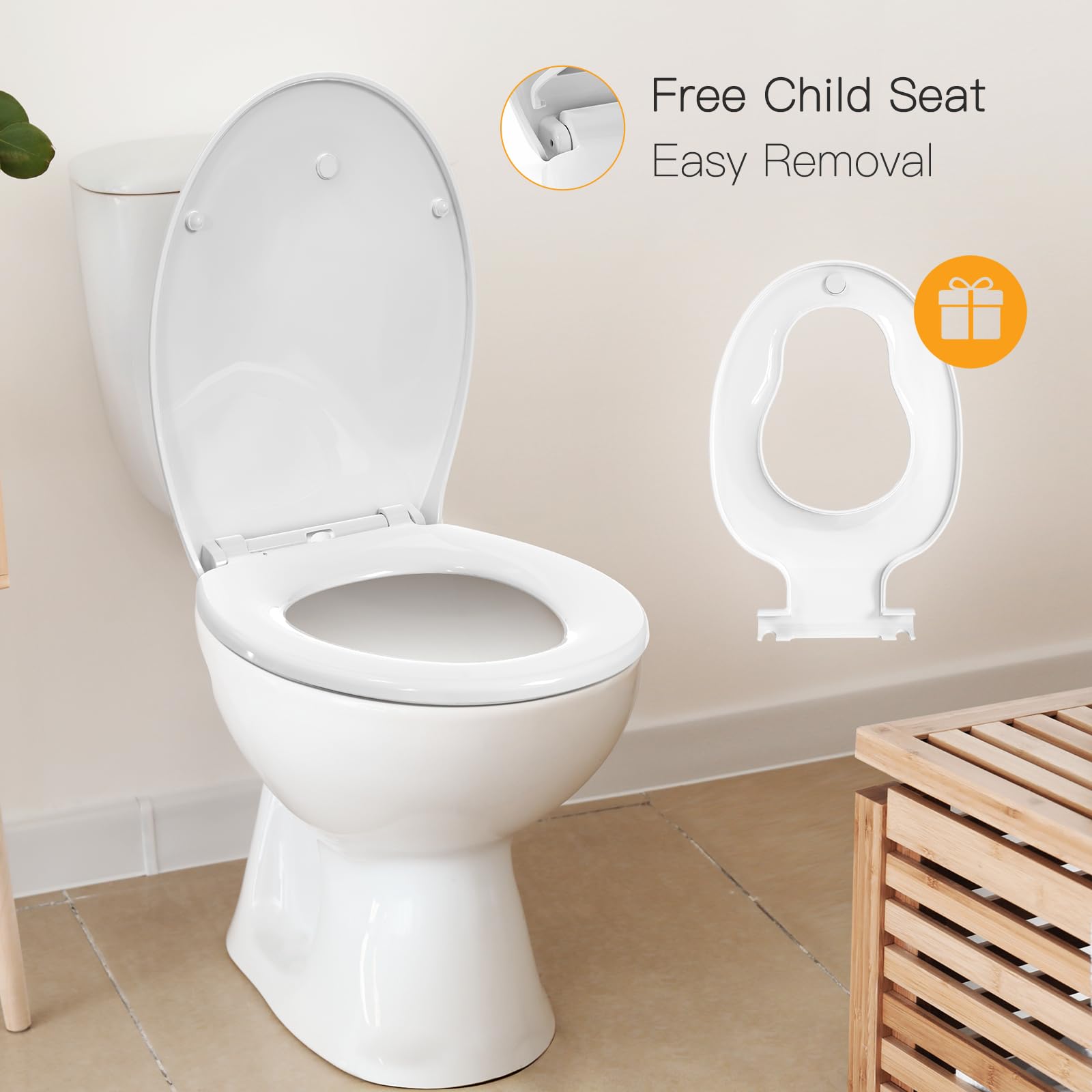 Pipishell WC Sitz, Toilettendeckel mit Absenkautomatik, Magnetisch zu befestigenden Toilettensitz für Kinder, einfache Montage Antibakteriell WC Sitz Kinder mit Quick Release Funktion