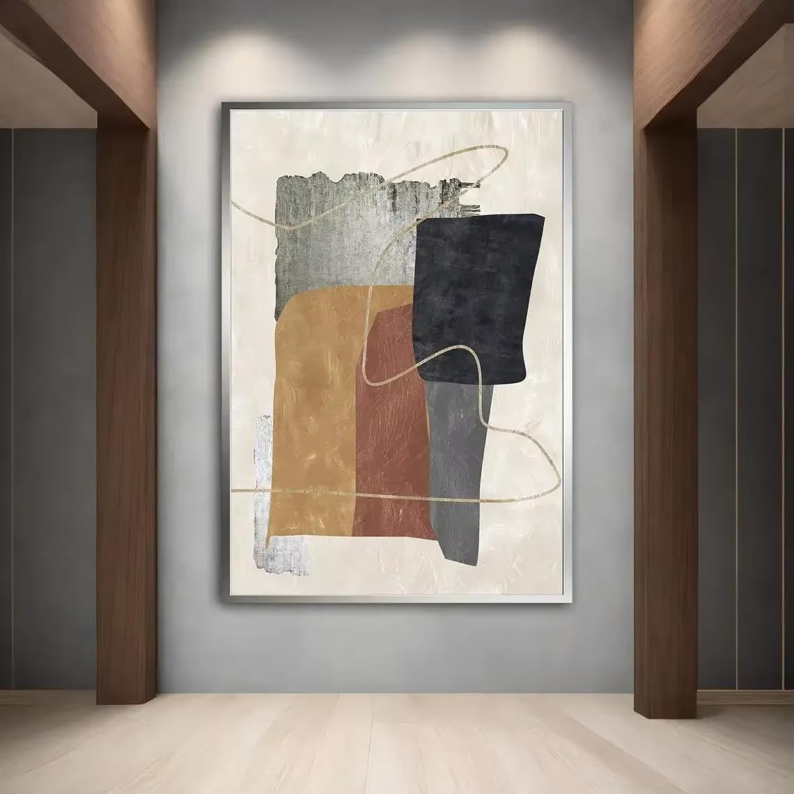 DFZEWKI Canvas Black Beige Abstract Minimalist Wall Art Canvas Painting Living Room Decor(30x40cm(12x16in)/No frame)