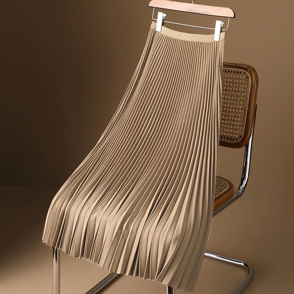 and Comfortable Womens Satin Pleated Skirt Designed for All Day Wearability (L)