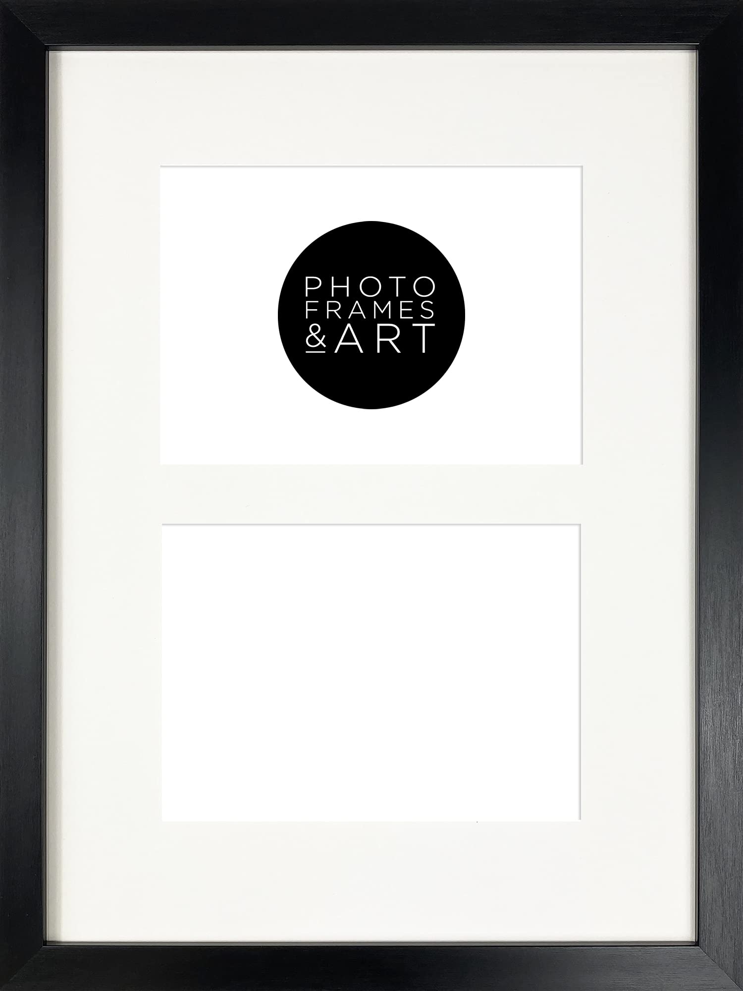 pf+a REAL GLASS 7x5 Multi Photo Frame - Oxford Black Frame For x2 7x5 Photos / 2 Aperture Mount For 7x5inch Photos - Wall and Tabletop Display