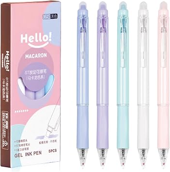 MOZXIRZ 5 Pcs Erasable Gel Pens Retractable Erasable Pens 0.5mm Black Ink Smooth Writing Pen Aesthetic Pen for Women Girls Office School Supplies 5Pcs Black Ink