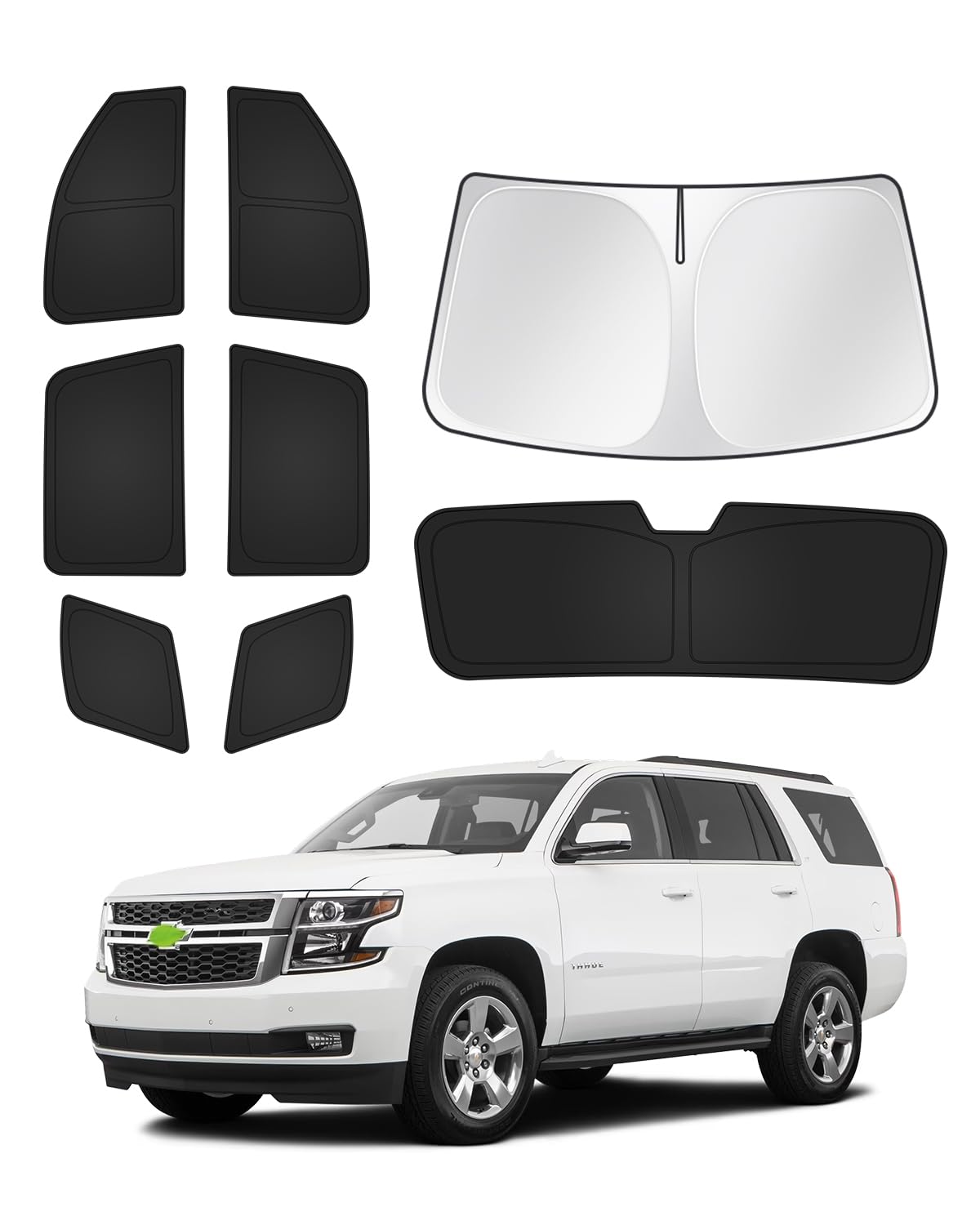 Sunshades for Chevrolet/Chevy Tahoe 2015-2020 Accessories Windshield Sun Shade Side Rear Window Shade Cover Sun Visor Shield Privacy Protection Keep Vehicle Cool Black 8PCS
