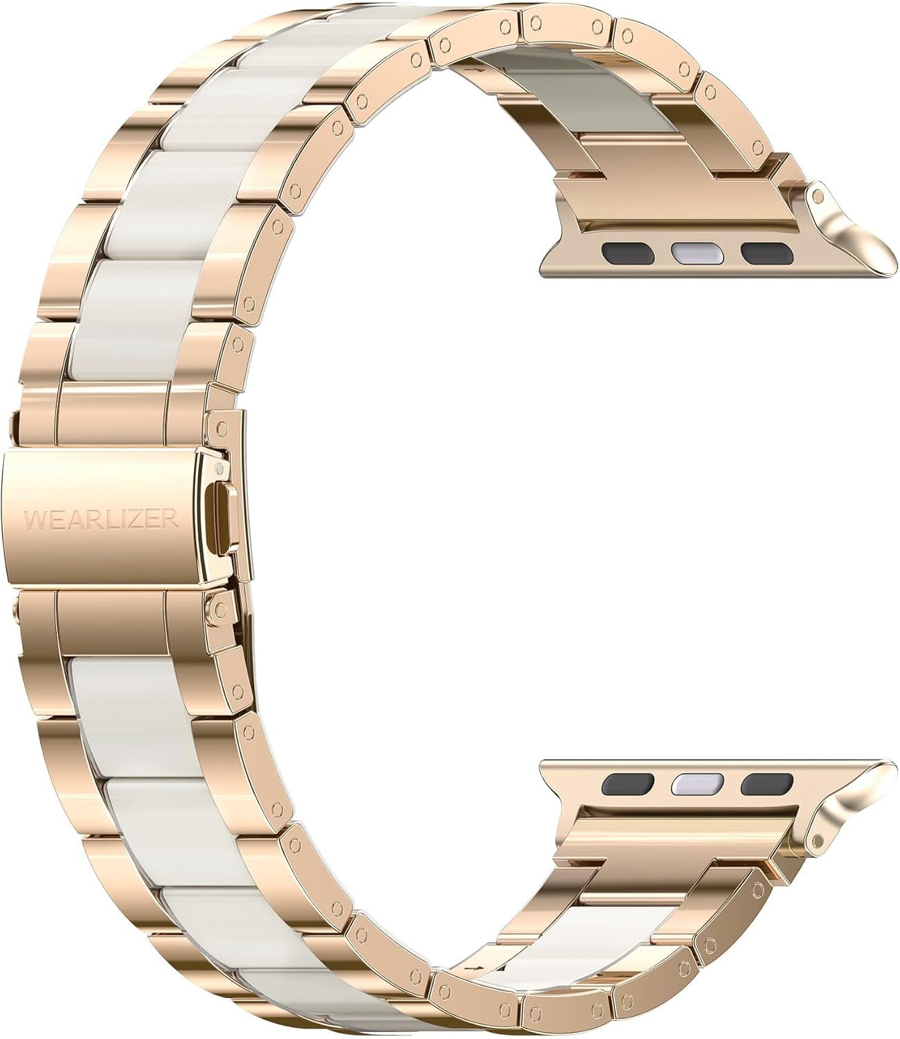 Wearlizer Compatible with Apple Watch Band 38/40/41/42mm Fashion Wristband Women, Stainless Steel + Resin Metal Replacement for iWatch Series 11 10 9