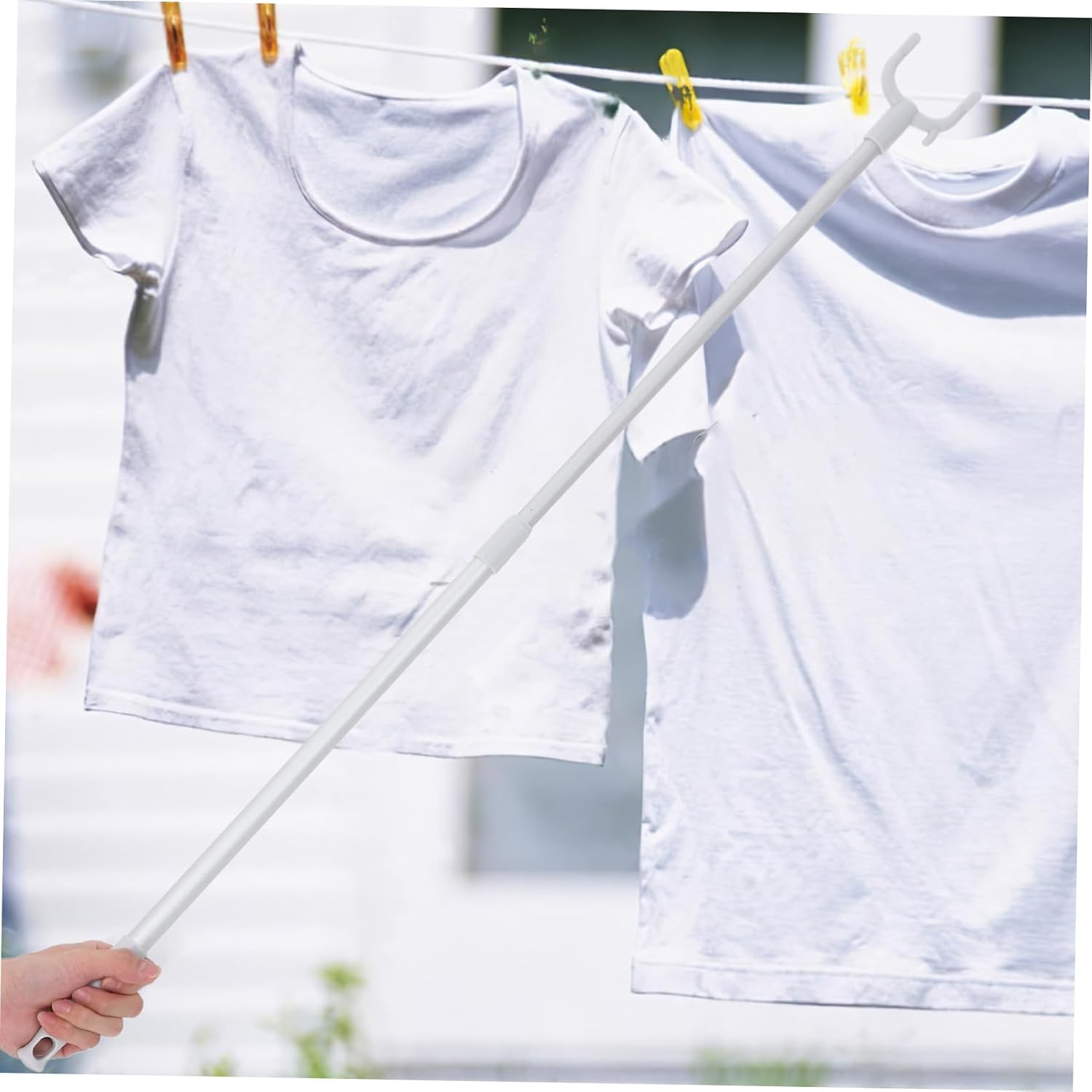 IMIKEYA Clothes Reaching Pole Telescopic Clothesline Rod for Space Optimization Lightweight Design Compact Storage for Household Use