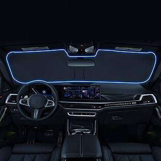 LANTU Windshield Sunshade for BMW X5/X6/X7 2019 2020 2021 2022 2023 2024 Accessories Foldable Sun Shield Block UV Rays with Dual-Silver Coating Keeps Car Interior Cool& Protected