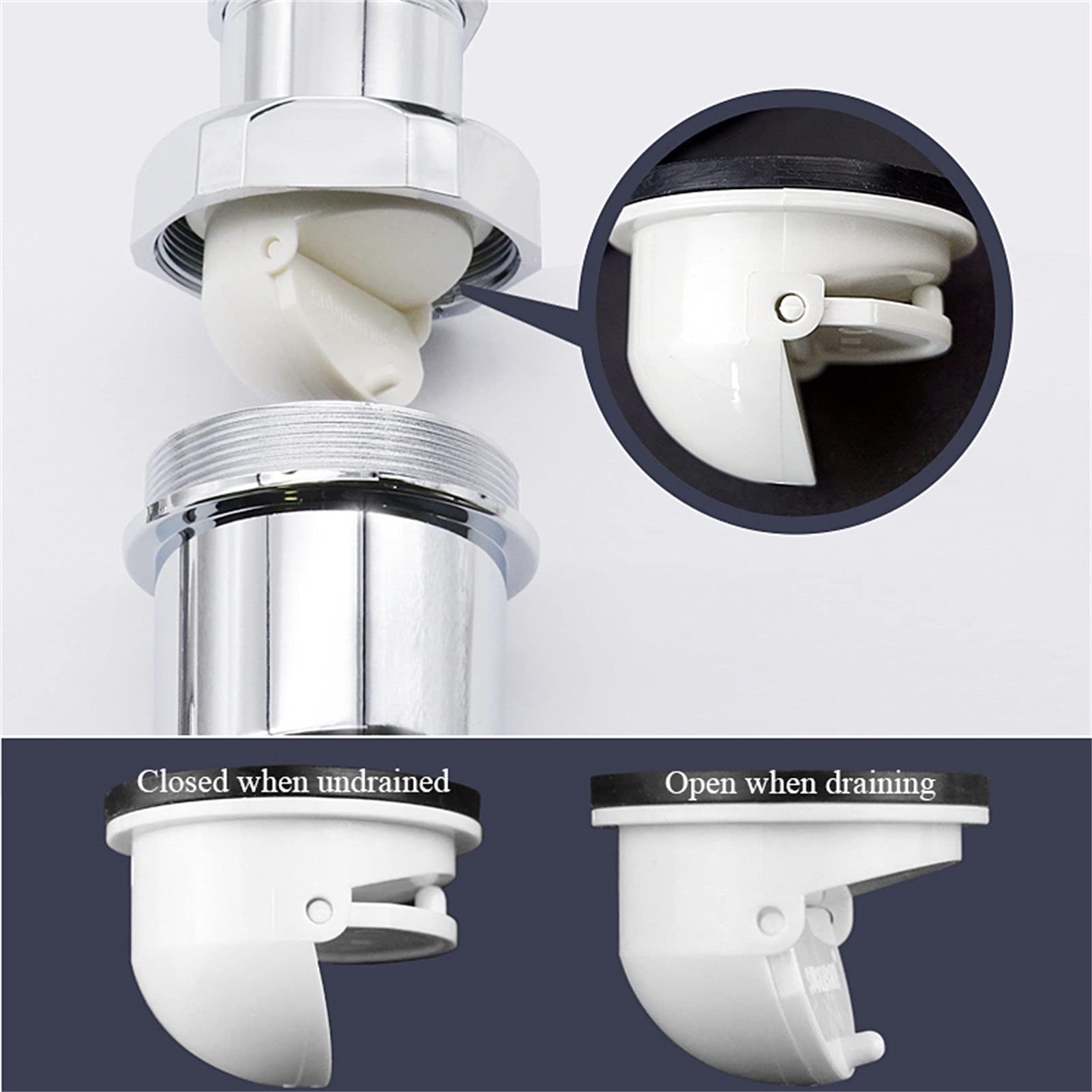 AnSafe Trampa de Botella, Antiolor Antibloqueo Accesorios para fregaderos Ajustable Pared Tubo de desagüe Fácil de Instalar (Color : A)