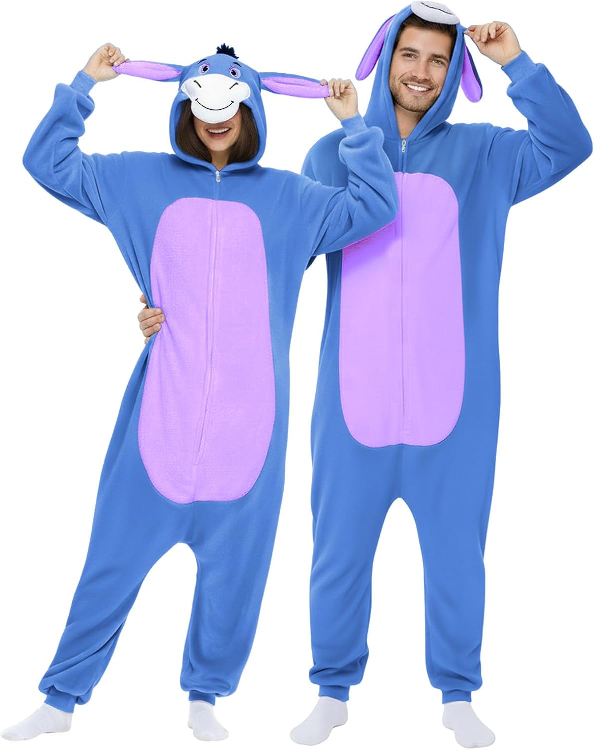 GKTOP Grey Hooded Donkey Costume Adult - Unisex Animal Onesie for Halloween Cosplay Party