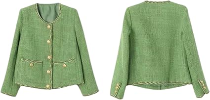 ノーカラーツイードジャケット ミントグリーン ノーカラーグリーンツイードジャケット | The boutique