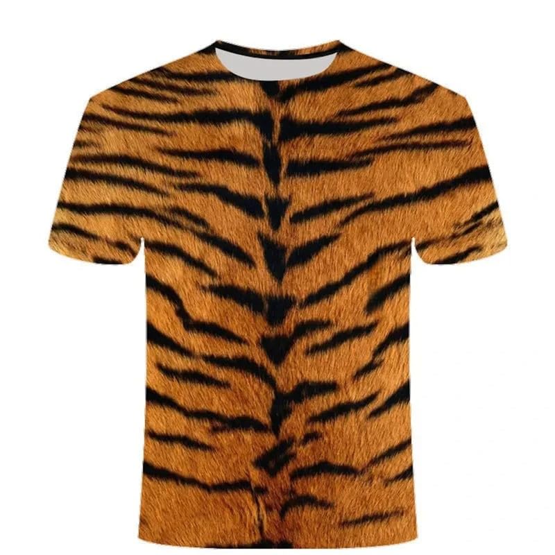 T-Shirt drôle pour Hommes/Femmes avec Impression 3D d'animaux Mode Motif Peau de Tigre et léopard Manches Courtes Kawaii Style Y2k Streetwear